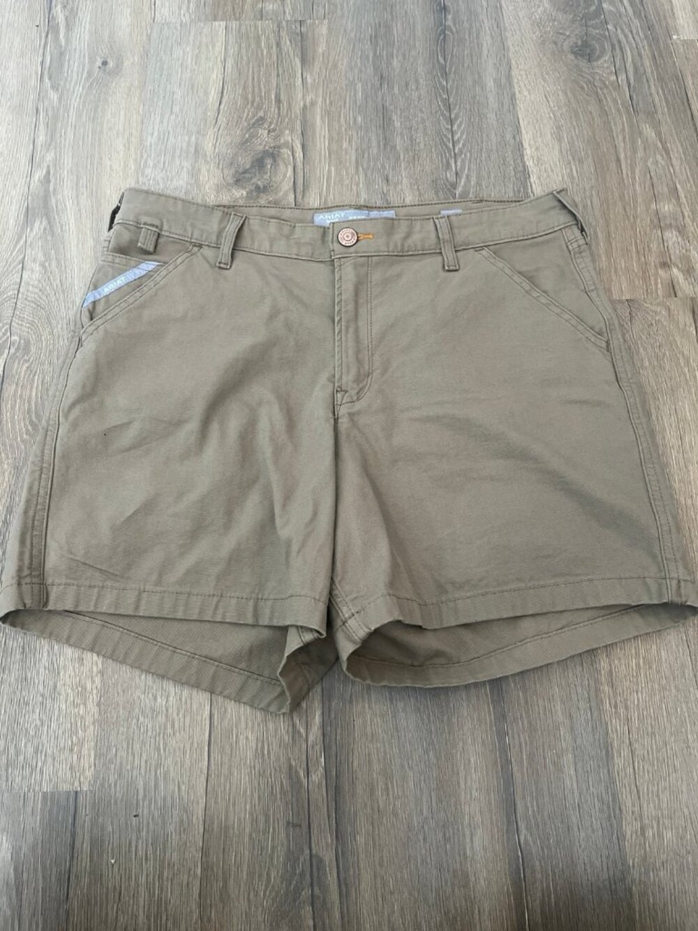 Ariat Women's Rebar Perfect Rise Made Tough Shorts #4 Field Khaki Beige Size 32